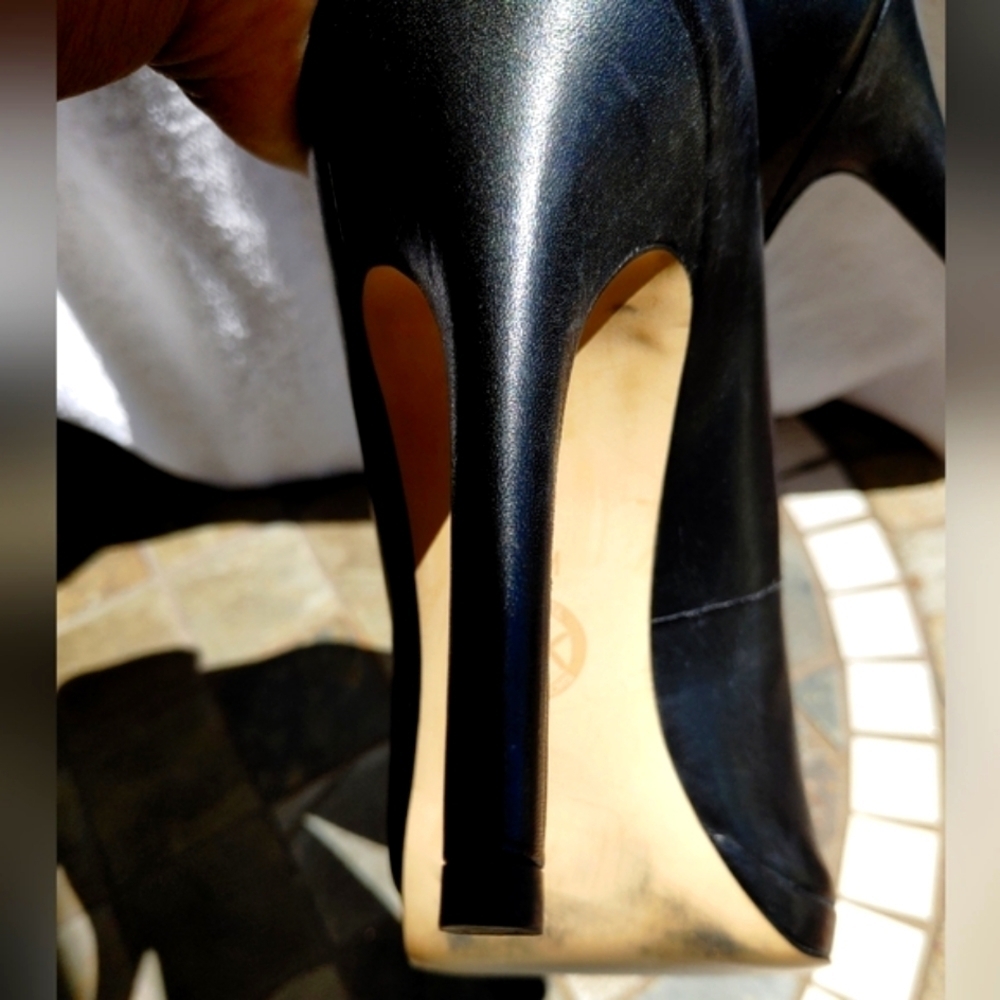 GORGEOUS MK OPEN TOE GENUINE LEATHER HIDDEN PLATFORM HEELS SHOES SIZE 11 - Picture 4 of 6